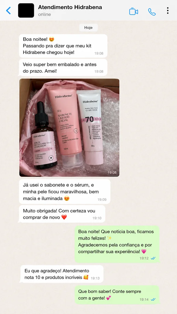 Print de cliente com o kit em mãos